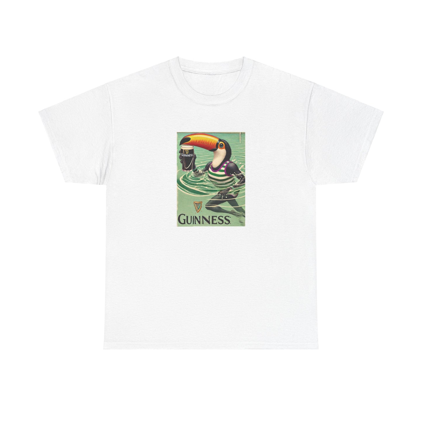 Vintage Toucan Guinness Tee, Tropical Bird Sketch Shirt, Unisex Graphic T-Shirt, Retro Animal Lover Top, Nature Inspired Tee, Cotton Short