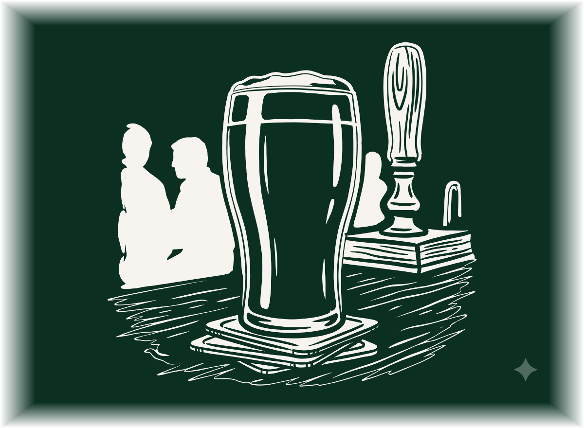 A pint of stout at the bar
